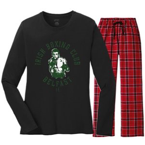 Funny Irish Boxing Club Belfast Graphic Women's Long Sleeve Flannel Pajama Set 