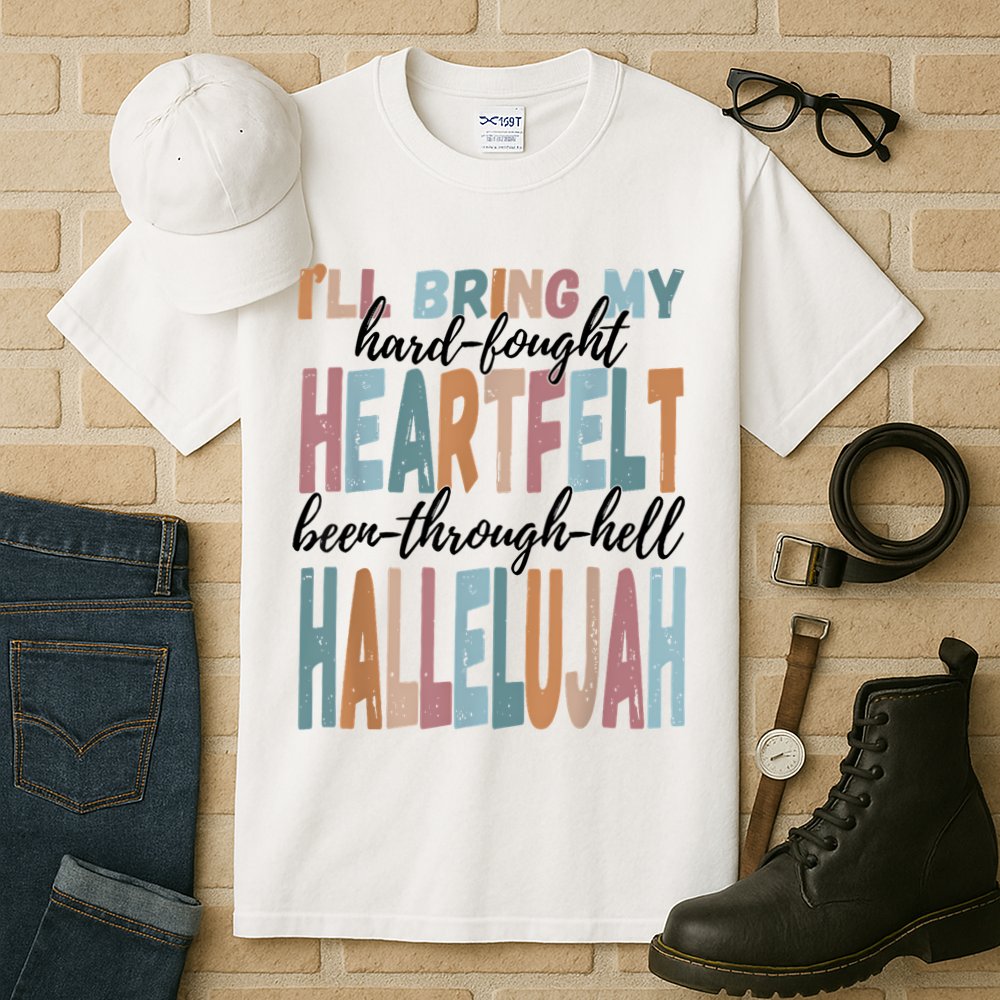 Funny ILl Bring My Hard Fought Heartfelt Hallelujah Tall T-Shirt