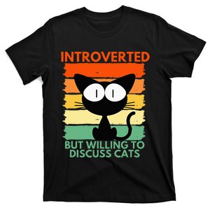 Funny Introverted But Willing To Discuss Cats Cool Pet Lover T-Shirt