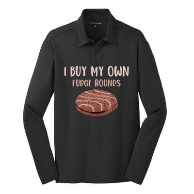 Funny I Buy My Own Fudge Rounds Vintage Fudge Rounds Silk Touch Performance Long Sleeve Polo