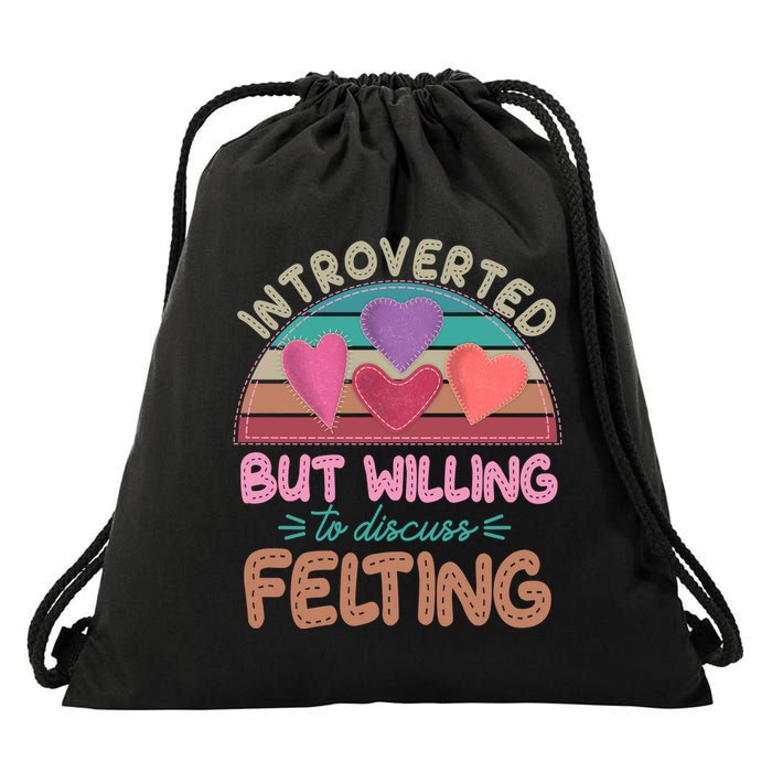 Funny Introverted But Willing To Discuss Felting Drawstring Bag