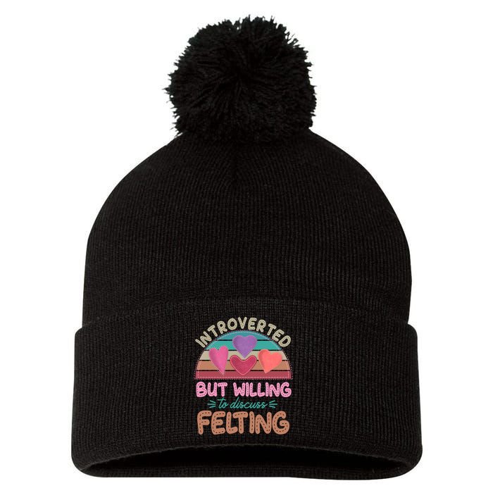 Funny Introverted But Willing To Discuss Felting Pom Pom 12in Knit Beanie