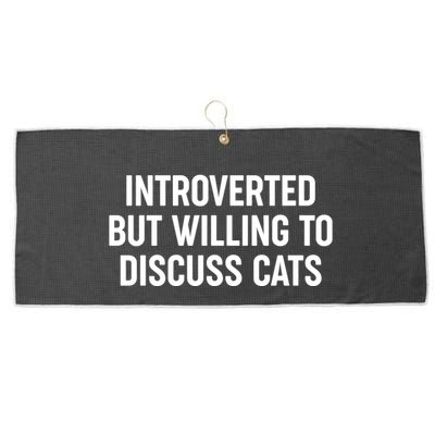 Funny Introverted But Willing To Discuss Cats Large Microfiber Waffle Golf Towel