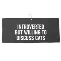 Funny Introverted But Willing To Discuss Cats Large Microfiber Waffle Golf Towel
