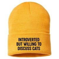 Funny Introverted But Willing To Discuss Cats Sustainable Knit Beanie