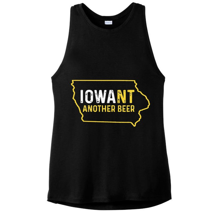 Funny Iowa Beer Distressed Iowa State Map Ladies PosiCharge Tri-Blend Wicking Tank
