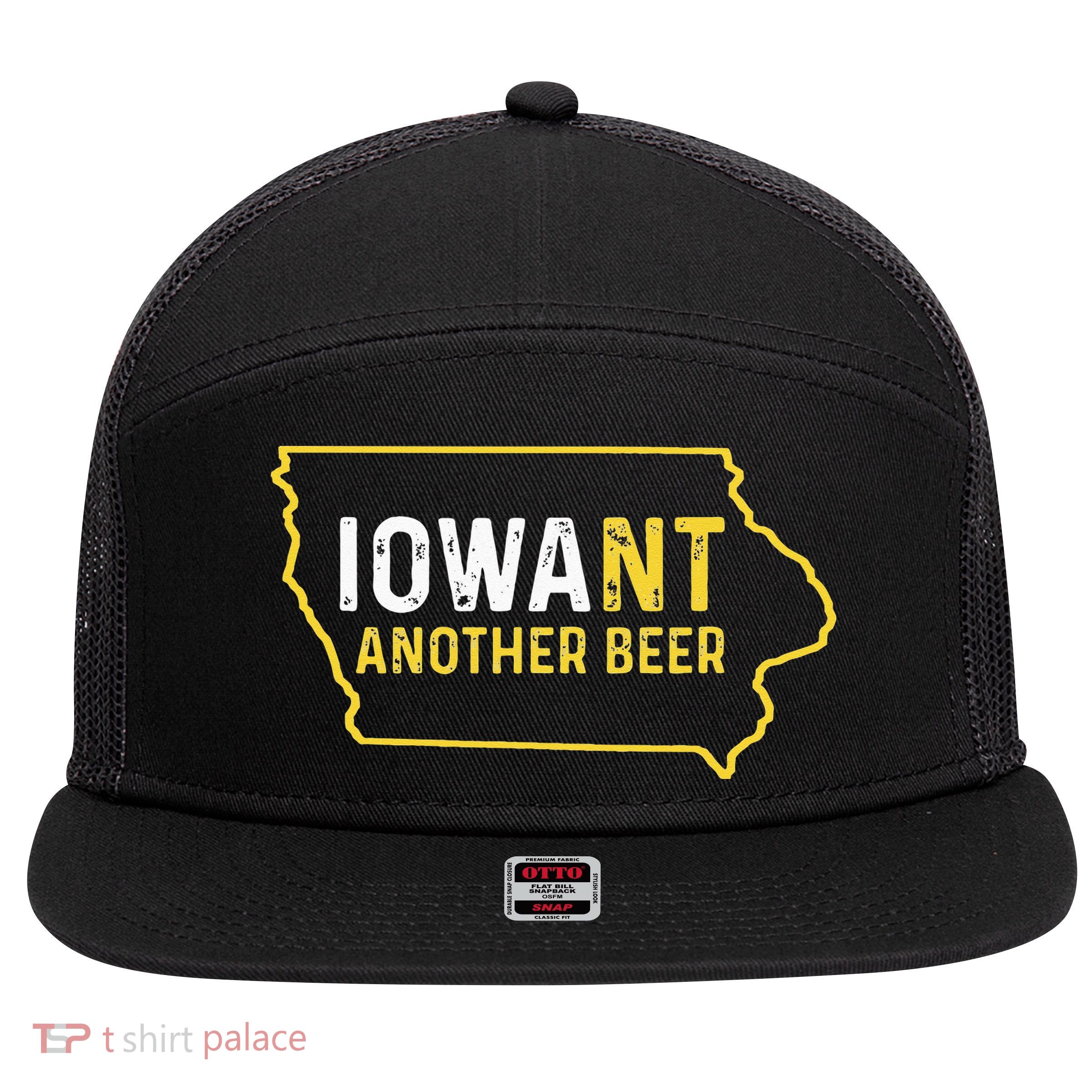 Funny Iowa Beer Distressed Iowa State Map 7 Panel Mesh Trucker Snapback Hat