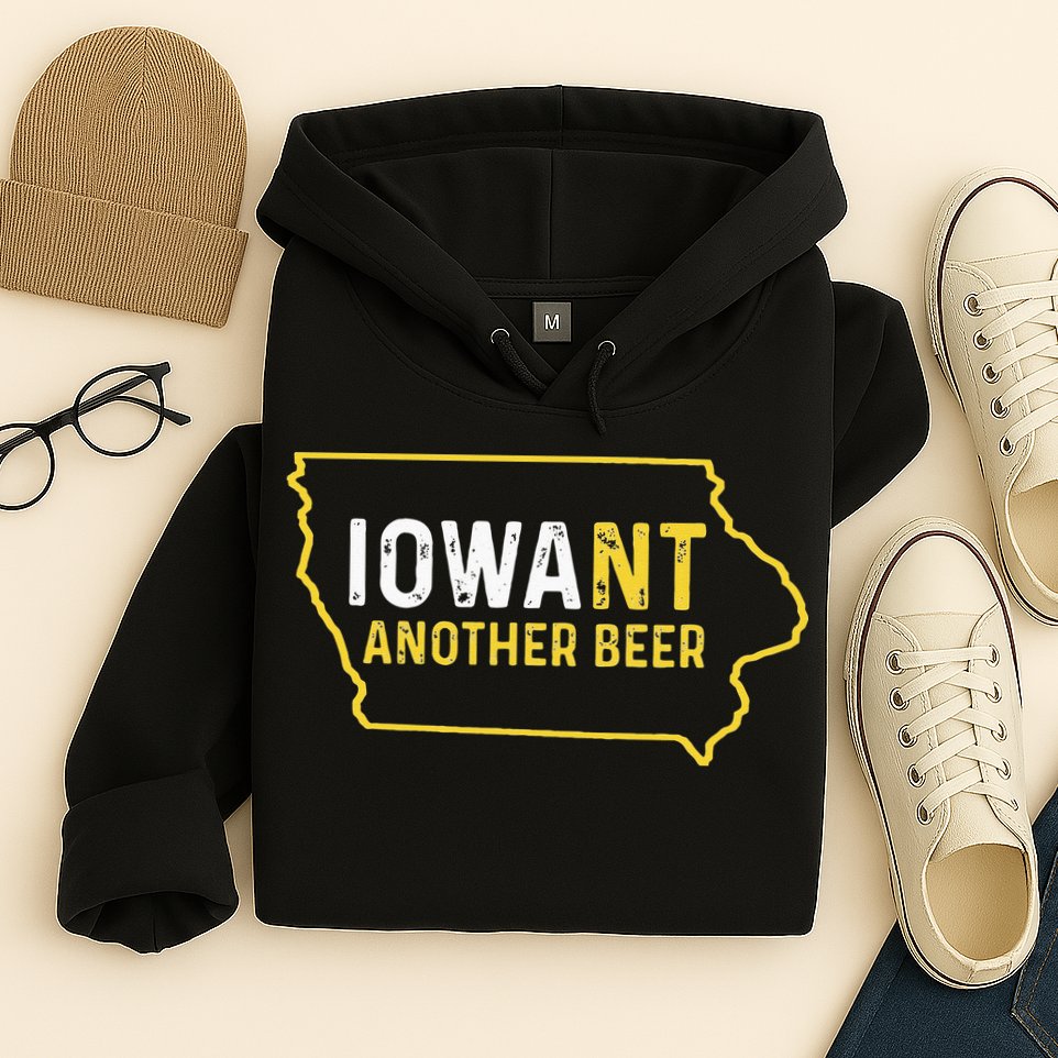 Funny Iowa Beer Distressed Iowa State Map Hoodie