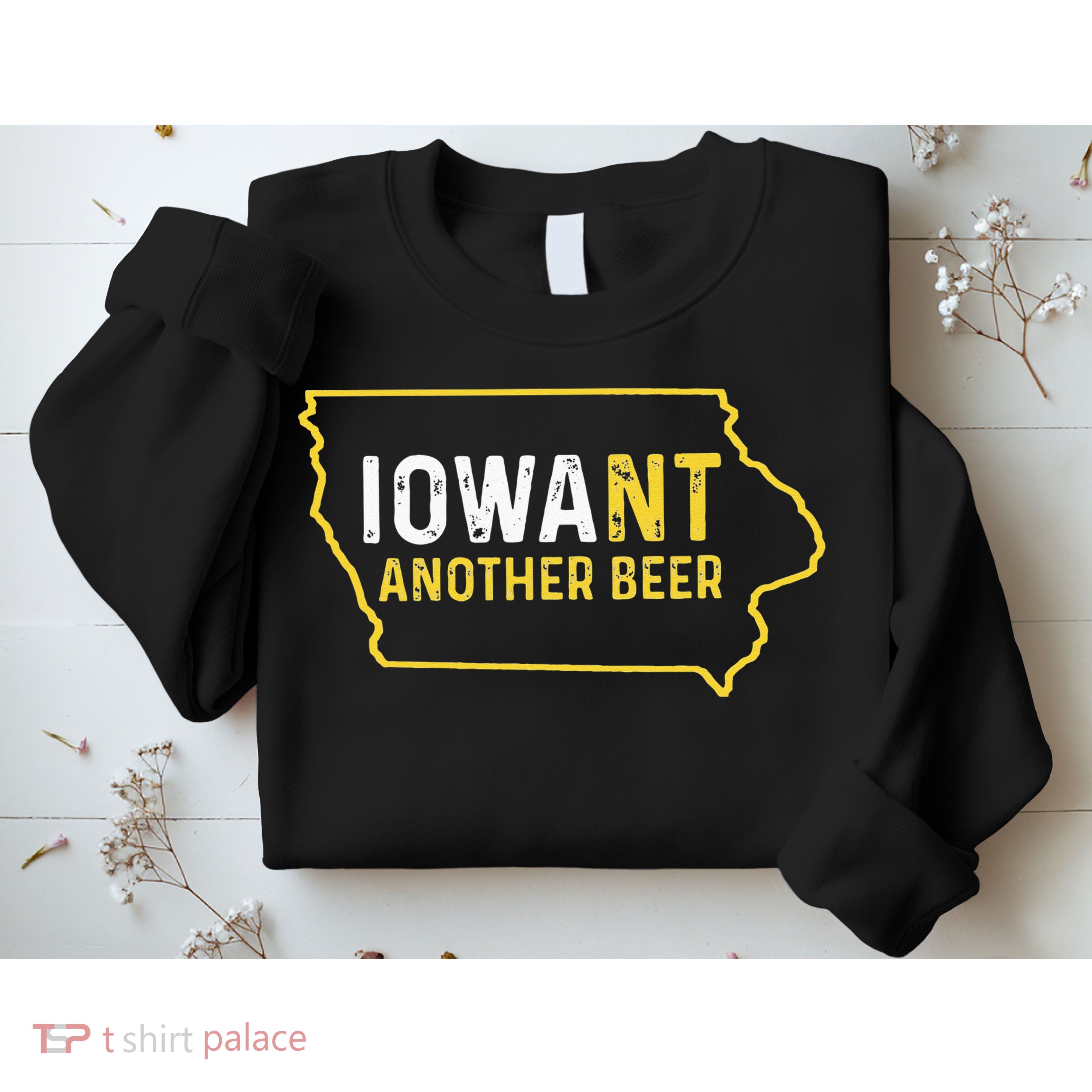 Funny Iowa Beer Distressed Iowa State Map Sweatshirt