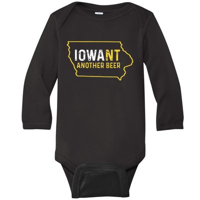 Funny Iowa Beer Distressed Iowa State Map Baby Long Sleeve Bodysuit