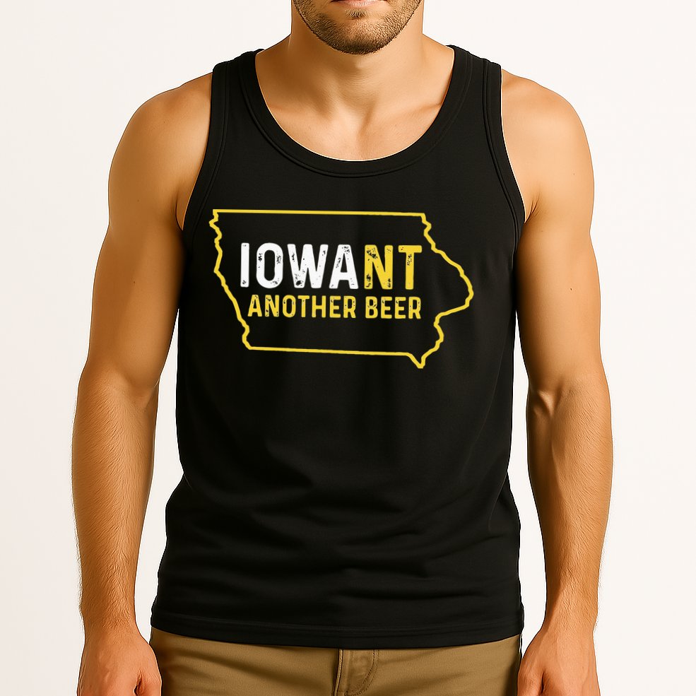 Funny Iowa Beer Distressed Iowa State Map Tank Top