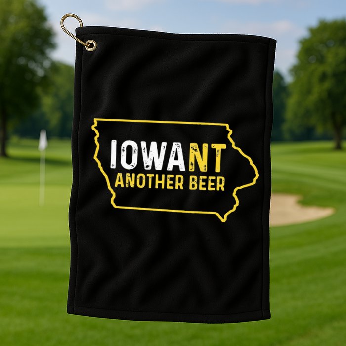 Funny Iowa Beer Distressed Iowa State Map Golf Towel