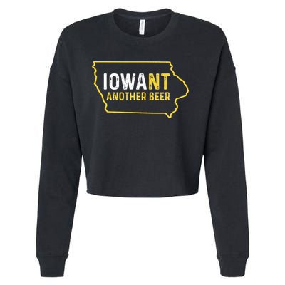 Funny Iowa Beer Distressed Iowa State Map Cropped Pullover Crew