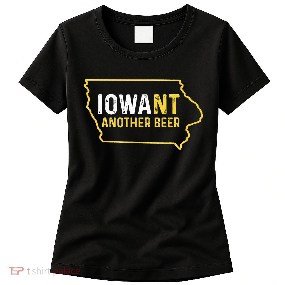 Funny Iowa Beer Distressed Iowa State Map Womens T-Shirt