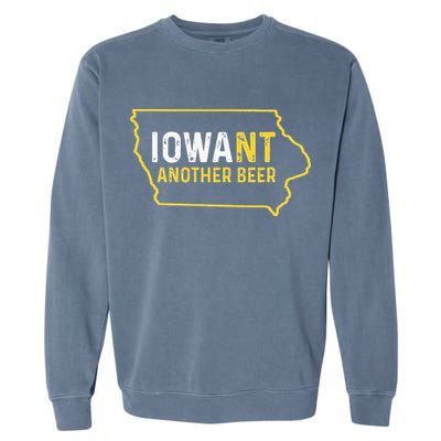 Funny Iowa Beer Distressed Iowa State Map Garment-Dyed Sweatshirt