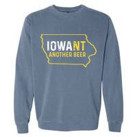 Funny Iowa Beer Distressed Iowa State Map Garment-Dyed Sweatshirt