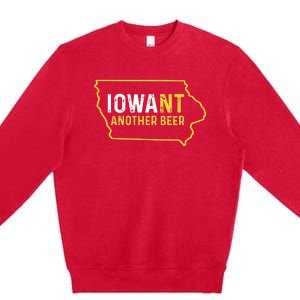 Funny Iowa Beer Distressed Iowa State Map Premium Crewneck Sweatshirt