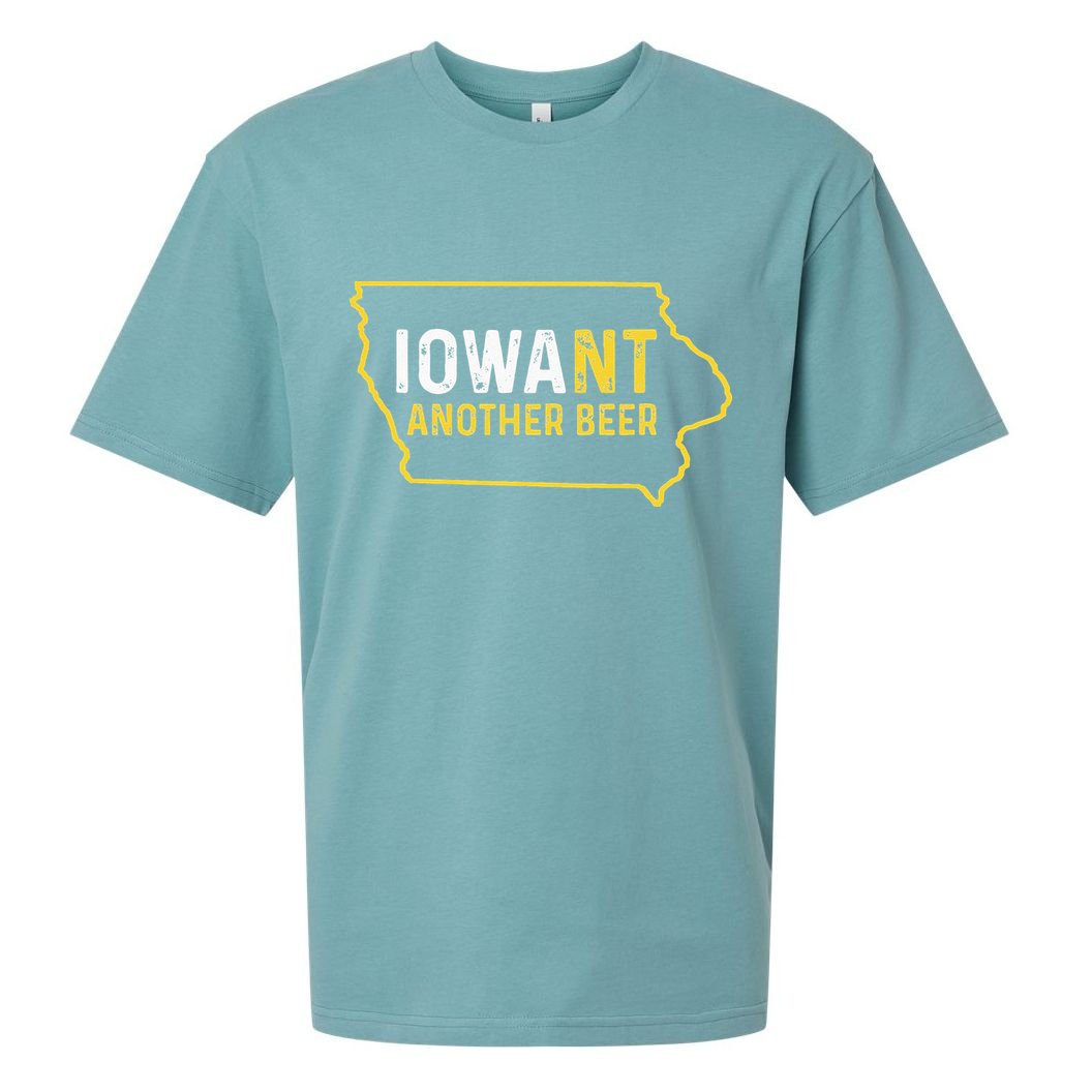 Funny Iowa Beer Distressed Iowa State Map Sueded Cloud Jersey T-Shirt