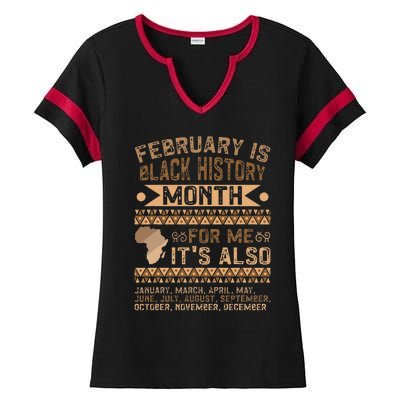 February Is Black History Month African American Ladies Halftime Notch Neck Tee