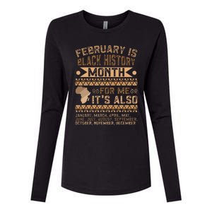 February Is Black History Month African American Womens Cotton Relaxed Long Sleeve T-Shirt