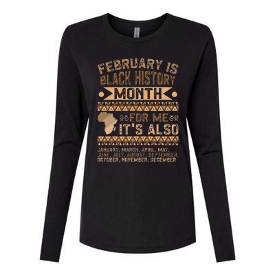 February Is Black History Month African American Womens Cotton Relaxed Long Sleeve T-Shirt