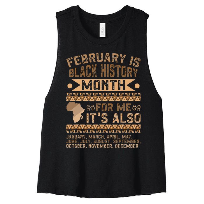 February Is Black History Month African American Women's Racerback Cropped Tank