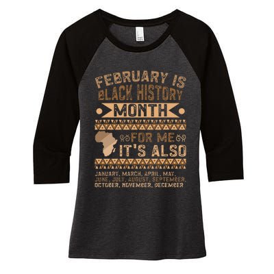 February Is Black History Month African American Women's Tri-Blend 3/4-Sleeve Raglan Shirt