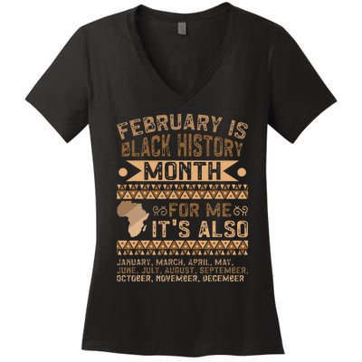 February Is Black History Month African American Women's V-Neck T-Shirt