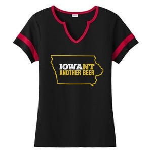 Funny Iowa Beer Distressed Iowa State Map Ladies Halftime Notch Neck Tee