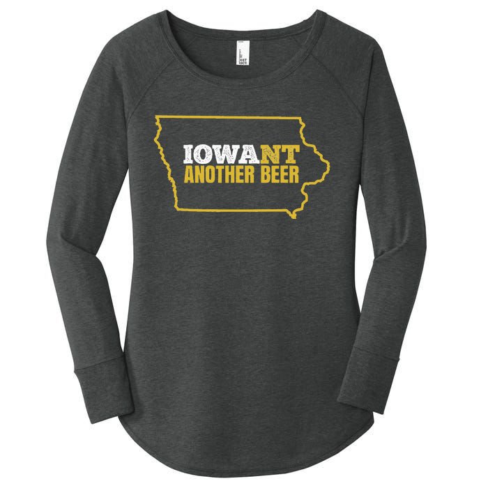 Funny Iowa Beer Distressed Iowa State Map Women's Perfect Tri Tunic Long Sleeve Shirt