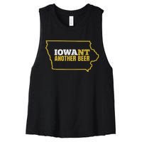 Funny Iowa Beer Distressed Iowa State Map Women's Racerback Cropped Tank