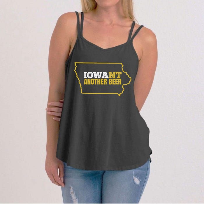 Funny Iowa Beer Distressed Iowa State Map Women's Strappy Tank