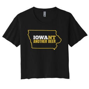 Funny Iowa Beer Distressed Iowa State Map Women's Crop Top Tee