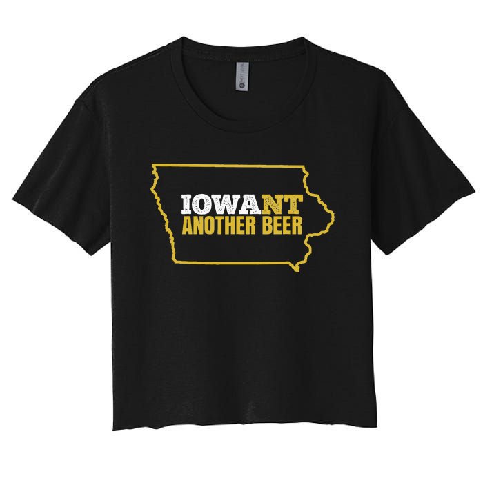 Funny Iowa Beer Distressed Iowa State Map Women's Crop Top Tee