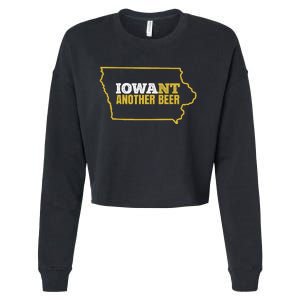 Funny Iowa Beer Distressed Iowa State Map Cropped Pullover Crew