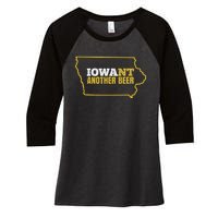 Funny Iowa Beer Distressed Iowa State Map Women's Tri-Blend 3/4-Sleeve Raglan Shirt