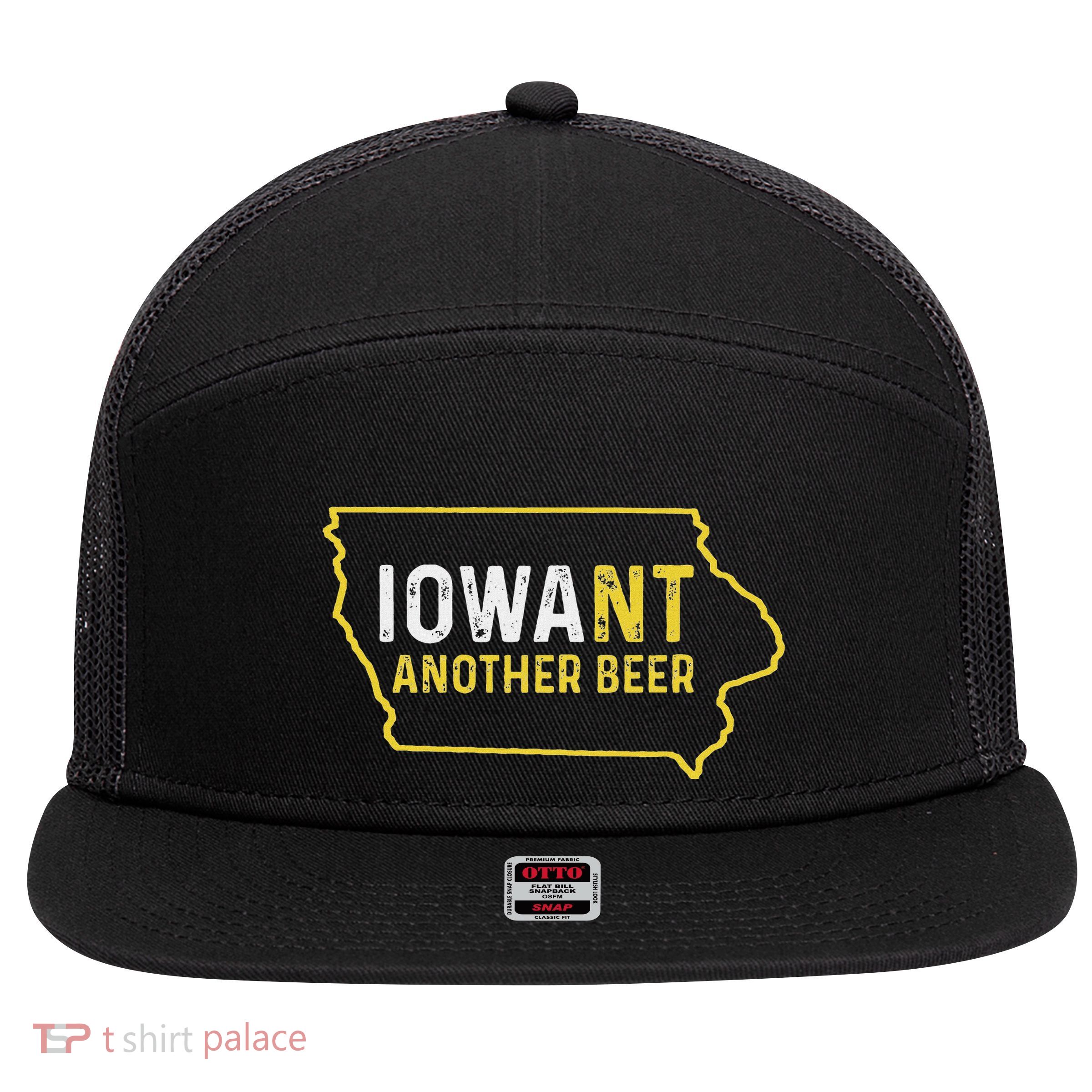 Funny Iowa Beer Distressed Iowa State Map 7 Panel Mesh Trucker Snapback Hat