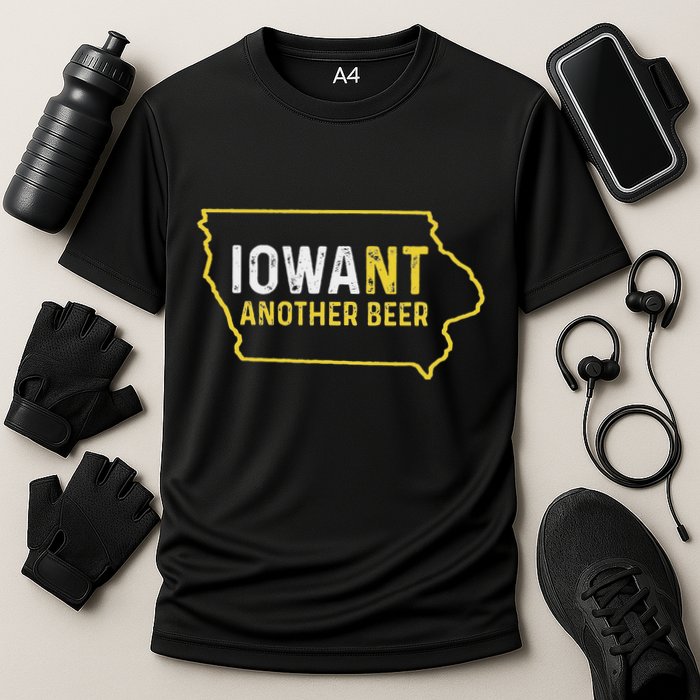 Funny Iowa Beer Distressed Iowa State Map Performance Shirt
