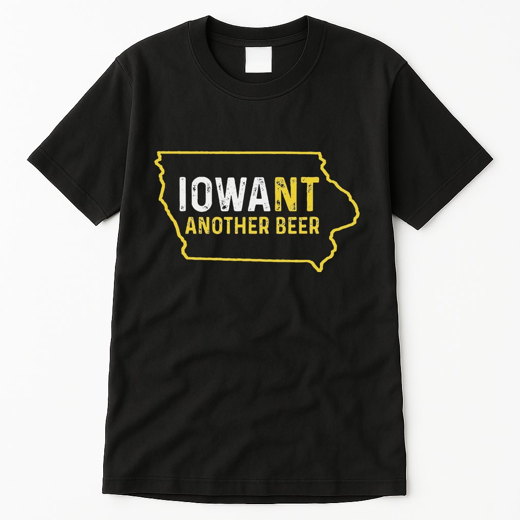 Funny Iowa Beer Distressed Iowa State Map Tall T-Shirt