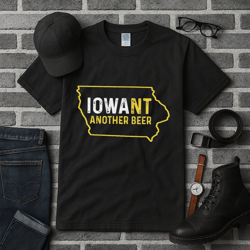 Funny Iowa Beer Distressed Iowa State Map Tall T-Shirt