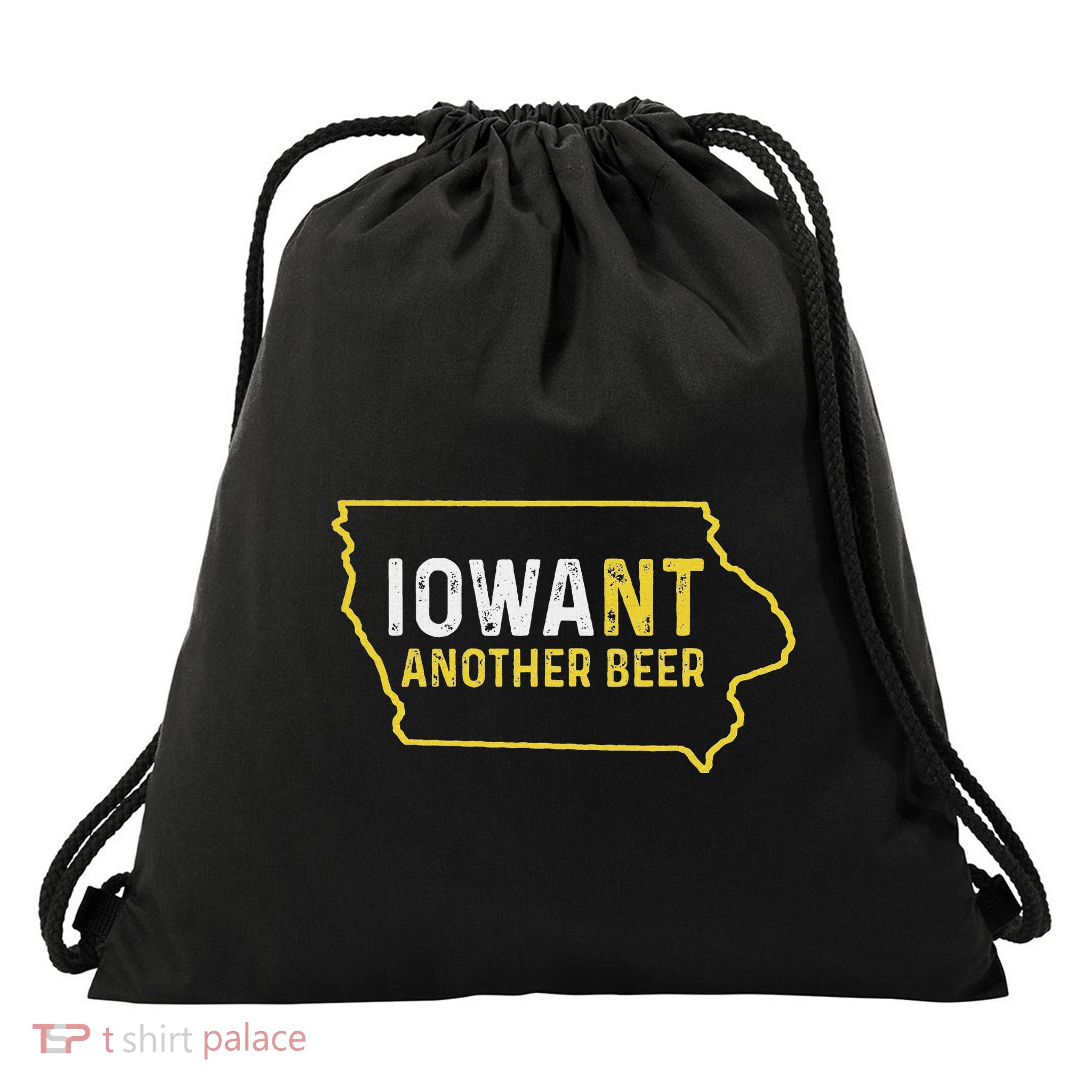 Funny Iowa Beer Distressed Iowa State Map Drawstring Bag
