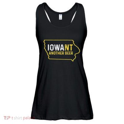 Funny Iowa Beer Distressed Iowa State Map Ladies Essential Flowy Tank