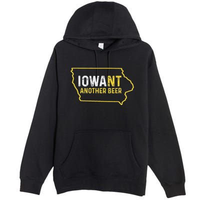Funny Iowa Beer Distressed Iowa State Map Premium Pullover Hoodie