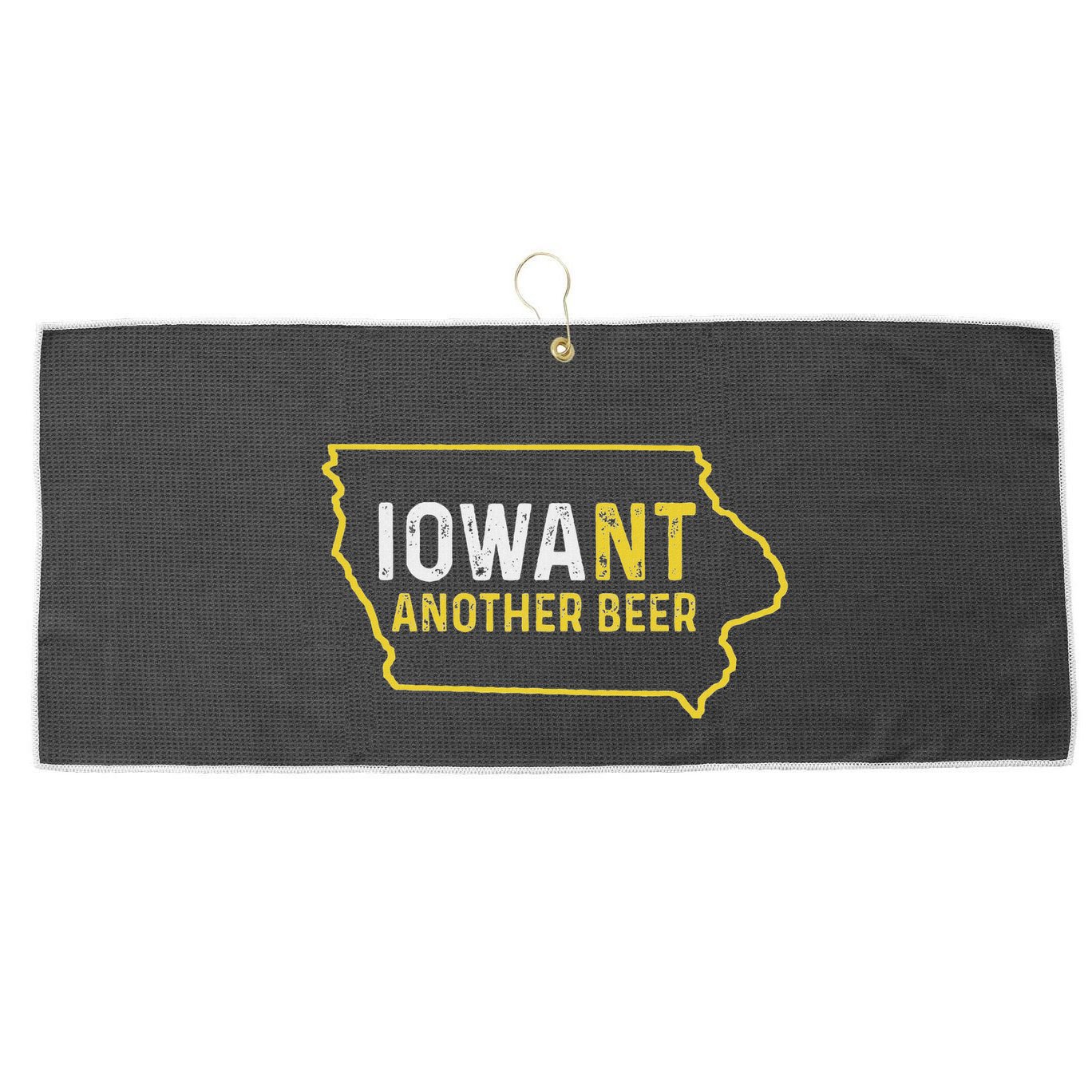 Funny Iowa Beer Distressed Iowa State Map Large Microfiber Waffle Golf Towel