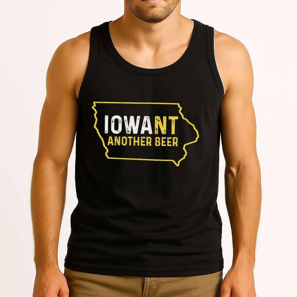 Funny Iowa Beer Distressed Iowa State Map Tank Top