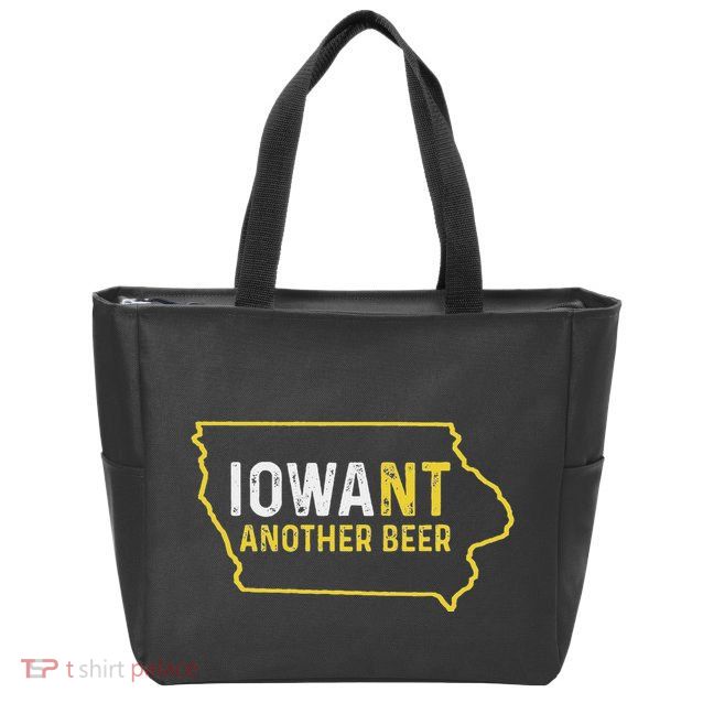 Funny Iowa Beer Distressed Iowa State Map Zip Tote Bag