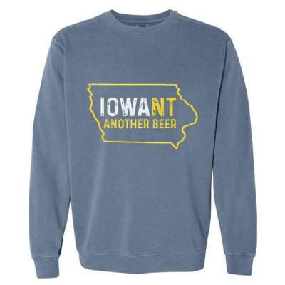 Funny Iowa Beer Distressed Iowa State Map Garment-Dyed Sweatshirt