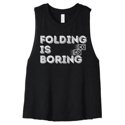 Folding Is Boring Poker Card Player Women's Racerback Cropped Tank