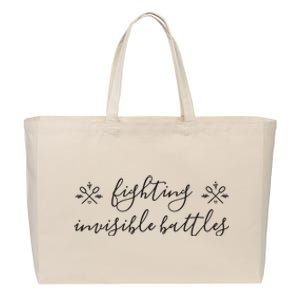 Fighting Invisible Battles Invisible Illness Awareness Cotton Canvas Jumbo Tote