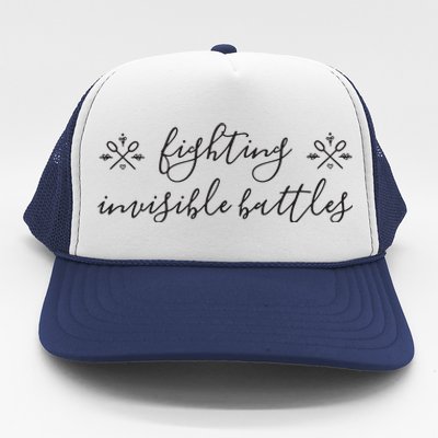 Fighting Invisible Battles Invisible Illness Awareness Trucker Hat